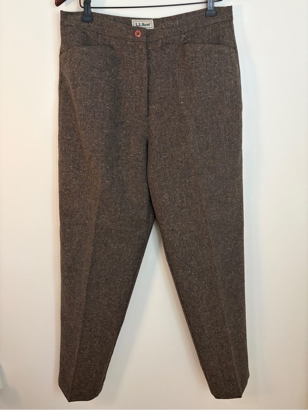 L.L.Bean 100% Lambswool Tweed Tapered Dress Pants Brown Flecked Size 10